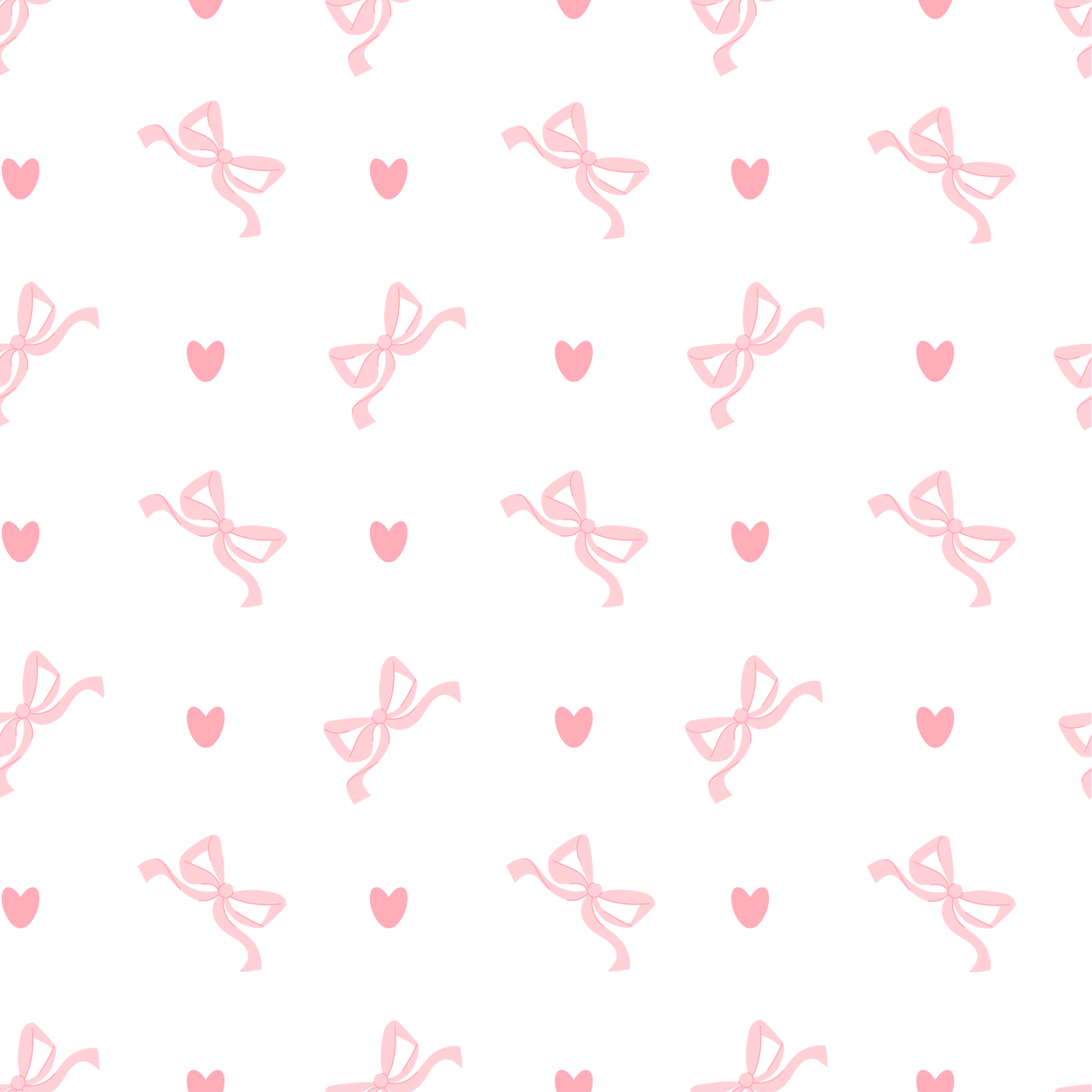 Coquette seamless pattern pink ribbon bow and hearts